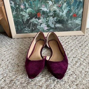 Magenta Velvet Flats Size 6.5